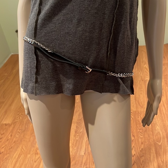 Black Leather With Silver Chain Belt